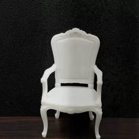 🪑 Vintage Baroque Miniature Chair STL – Elegant Dollhouse Armchair 3D Print File