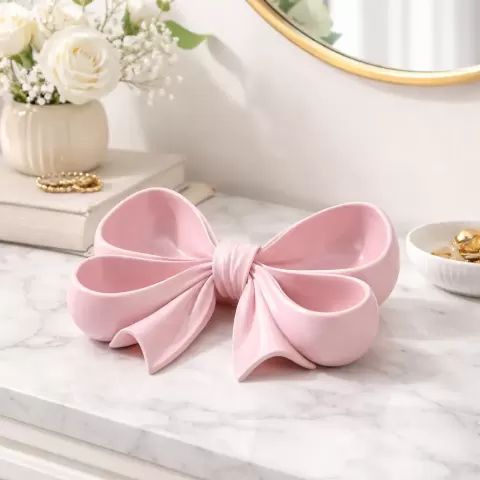 Bow Catchall Tray, Coquette Entryway Decor, Feminine Vanity Organizer, 3D Printed Jewelry Dish, Luxu