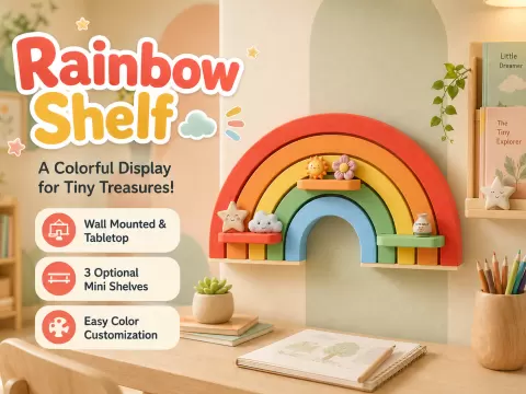 Modular Rainbow Shelf – Wall & Tabletop