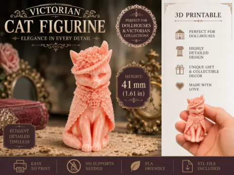 Victorian Cat Statue | Dollhouse Miniature