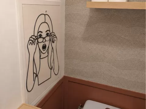 Décoration humoristique mur WC