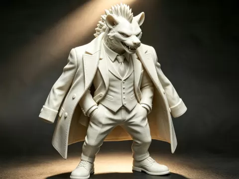 Cyber Hyena in Suit Anthro Furry Figurine Statue