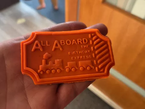 Train ticket birthday cookie cutter