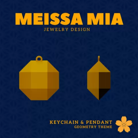 28. Square Orthobicupola Keychain – 29. Johnson Solids Pendant and Keychain - 3D Print File for Geometric Keychain & Pendant - Girl's Fashion Accessories
