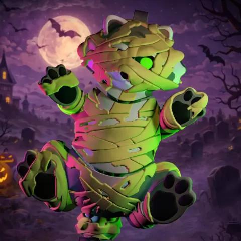 "Wraps" the Mummy Raccoon – Wiggle Budz – (Halloween Edition) by Laughing Dragon Foundries