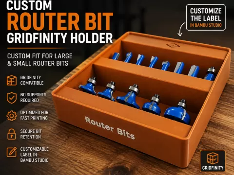 Custom Router Bit Gridfinity Holder