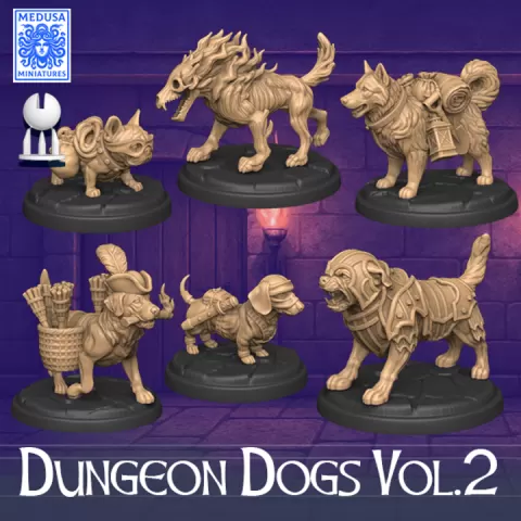 Dungeon Dogs Vol.2 – Fantasy Dog Adventurers STL Set by Medusa Miniatures