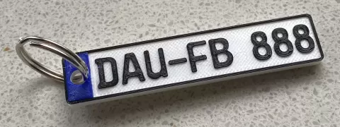 Individual Keytag with Vehicle License Plate (Nummernschild, Kennzeichen)