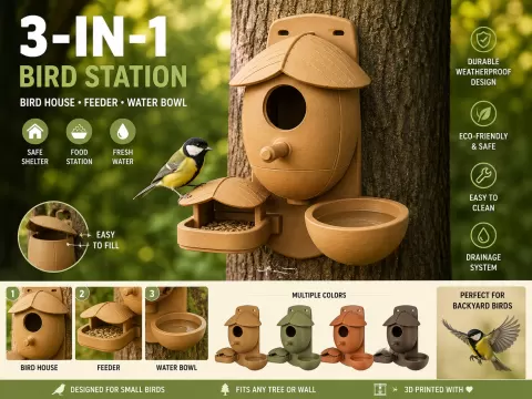 3-in-1 Acorn Bird Station