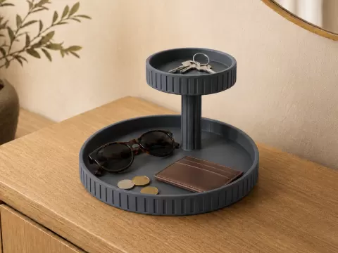 2-Tier Entryway Organizer – Ribbed Catchall Tray
