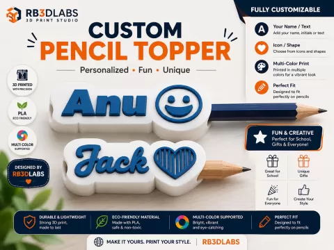Custom Name Pencil Topper