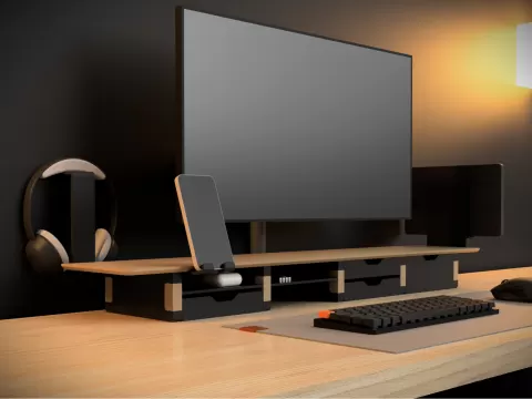 Modular Desk Shelf Fully Printed • Screwable Addon