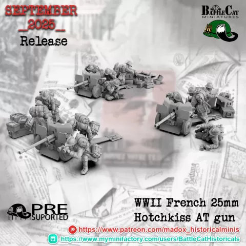 WWII French 25mm Hotchkiss AT gun by BattleCat Miniatures