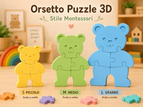 ORSETTO Puzzle 3D | Montessori|Gioco Educativo