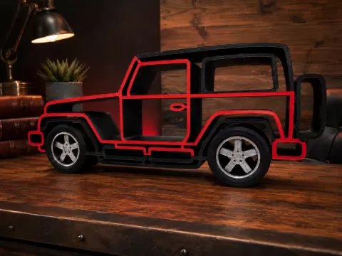Jeep Wrangler Inspired Silhouette Desk Decor