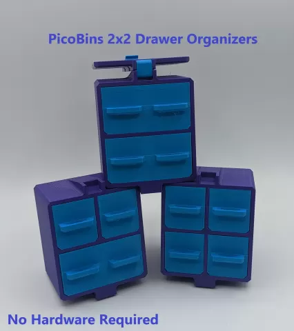 PicoBins 2x2 MicroBins Portable No Hardware Modular Drawer Organizer