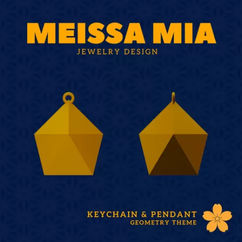 10. Gyroelongated Square Pyramid Keychain – 29. Johnson Solids Pendant and Keychain - 3D Print File for Geometric Keychain & Pendant - Girl's Fashion Accessories