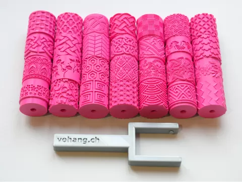 Most Popular Clay Texture Roller Set – 4cm Wide (Interchangeable)