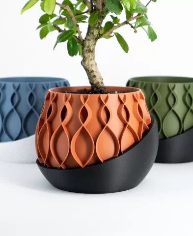 Plant Pot "Bellcrest" | Planter STL to 3D print | Fused Pot + Drain Tray & Optional Self-Watering