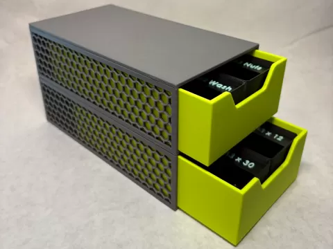 Stackable Storage Bin with 2x4 Gridfinity Drawer