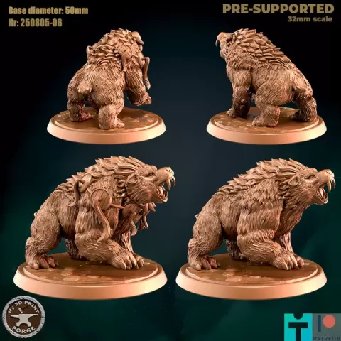 Bear Misha Attack Two versions by My3DPrintForge