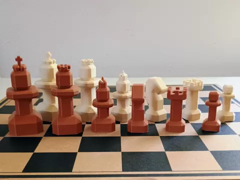 Stylized Square Chess Set (80% FIDE Size)