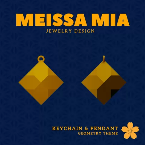 04. Chamfered Octahedron – 28. Chamfered Solids Pendant and Keychain - 3D Print File for Geometric Keychain & Pendant - Girl's Fashion Accessories