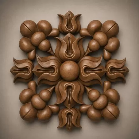 Floral Rosette Medallion STL for CNC Decorative Furniture Center Ornament