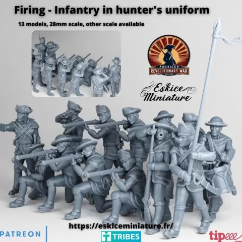 Infanterie with hunters suit for American Revolutionary War serie FIRING - 28mm by Eskice Miniature - Aron