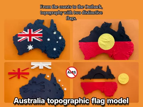 Australia topography flag models mainland