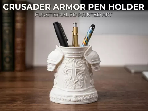 Pen holder with cross-pattern armor design