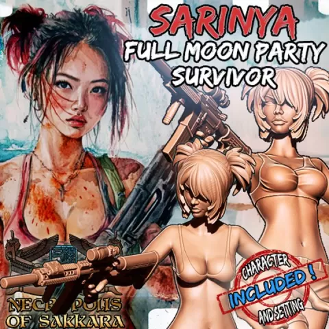 Sarinya the Full Moon Party Survivor - Zombie Post Apocalyptic Collectors Miniature SFW & NSFW (commercial license) by Pharaoh's Workshop