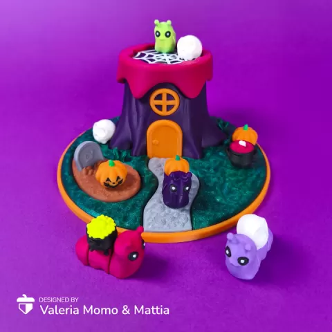 🕸️ Spooky & Halloween - Diorama for Cute Flexi Animals, Snail 🪵🐌✨ by Valeria Momo & Mattia