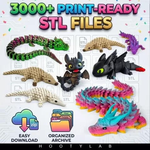 3000+ Flexi Articulated 3D Print STL Bundle | Best-Selling Animals, Dragons, Toys & Fidgets Files for Instant Download