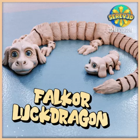 Falkor Luckdragon - Flexi Articulated Dragon STL/3MF, No Supports 3D Print by SEREV3d