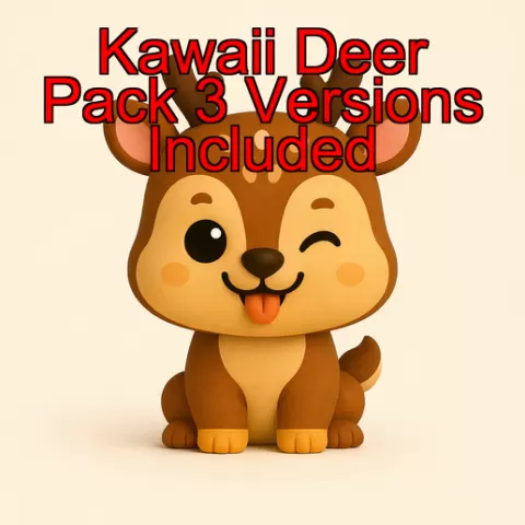 Kawaii deer Pack – 3 Printable Versions (STL + OBJ)