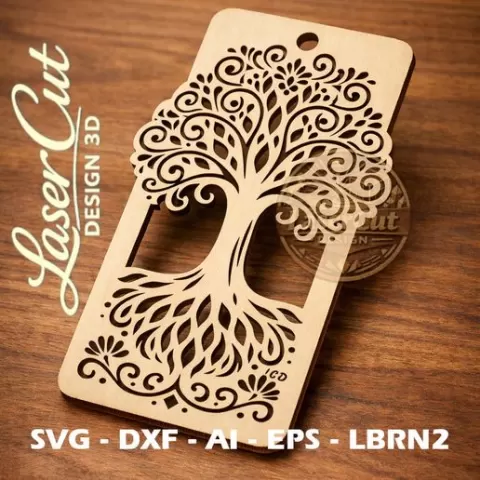 ree of Life Bookmark SVG for Laser Cutting | Elegant CNC Wooden Bookmark Design | SVG DXF AI EPS LBRN2 Commercial Use