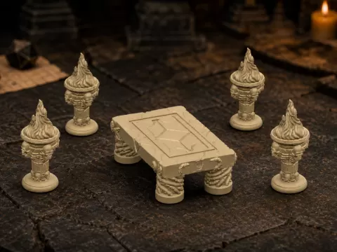 Table Sacrificielle & Torches décor JDR & wargame