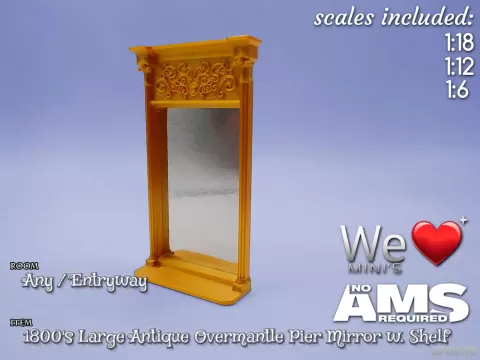 WLM - Large Antique Overmantle Wall Pier Mirror