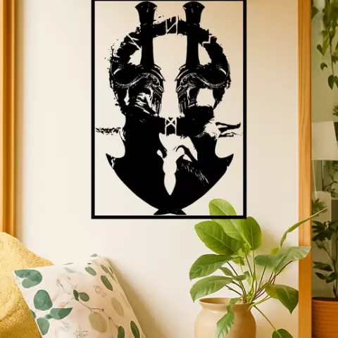 God of War's Kratos God Of Wars Kratos Greek Helmet Wall Art Framed