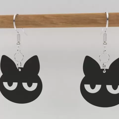 Resting Cat Face Earrings – Grumpy Unimpressed Cat Expression