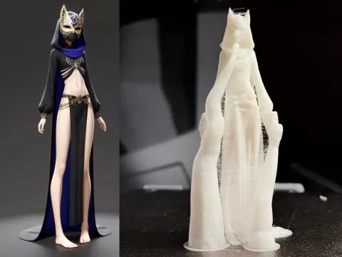 Hooded Masquerade Kitsune Fantasy Sorceress Statue