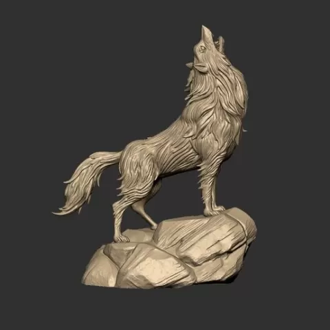 Howling Wolf Statue 3D Model