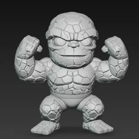 The Thing STL File for FDM 3D Printing - Chibi Ben Grimm Miniature, Cartoon Character Sculpture, Fantastic Four Figurine, Marvel Fan Art Statue