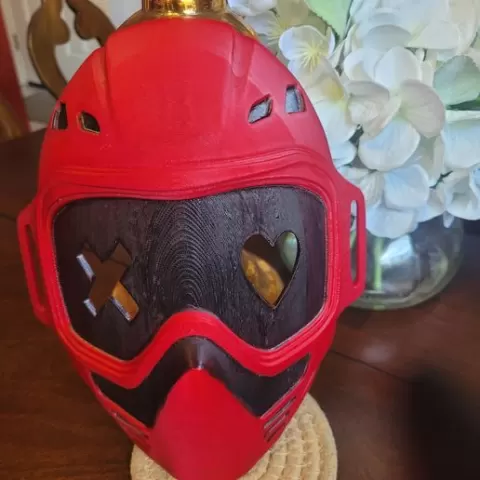 Heart and X Eye Tactical Mask - Red & Black Street Art Faceplate for Cosplay