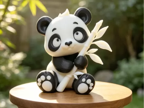 Cute Panda with Bamboo Figurine