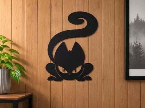 Creepy Black Cat Wall Art | Halloween Decoration