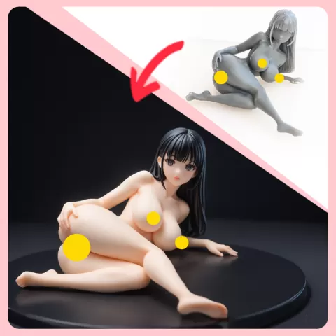 Anime Female - Hot Naked 3D printable waifu figurine lying on the floor, nsfw by Mia