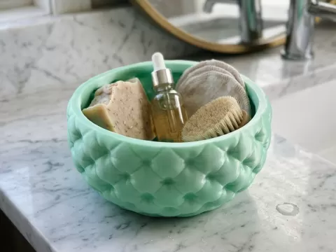 Tufted Bathroom Bowl - Quilted Catchall Organizer