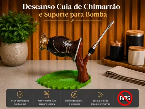 Descanso Cuia de Chimarrão e Suporte para Bomba
